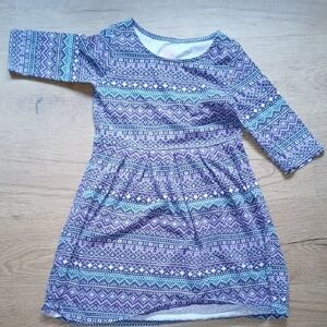 Faded Glory Geometric Purple and Blue Kids Dress
